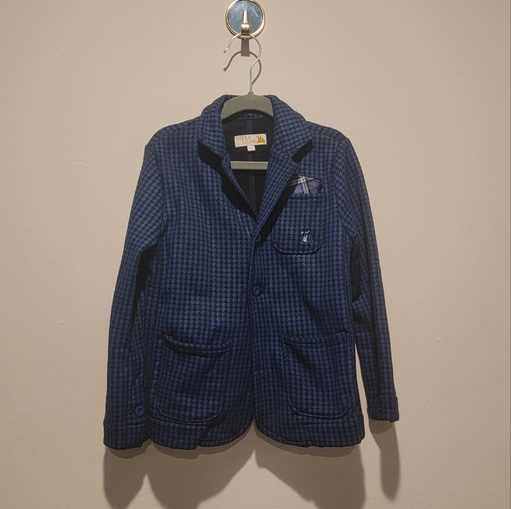 Sierra Julian Kids Navy Houndstooth Blazer Size 6